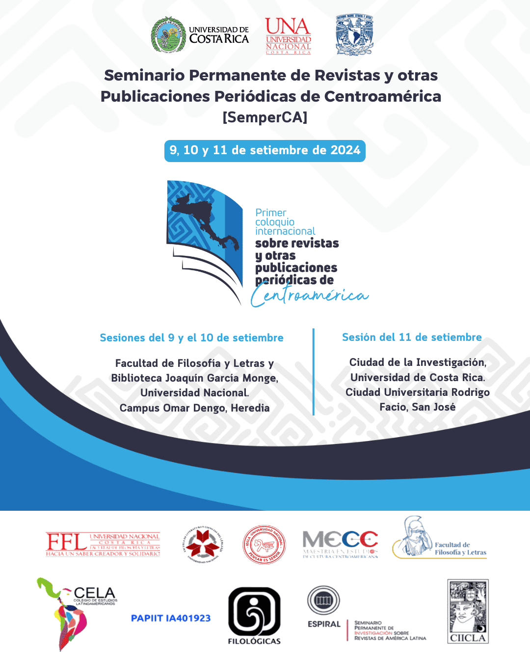 Afiche: Primer Coloquio Internacional sobre revistas y otras publicaciones periódicas de Centroamérica